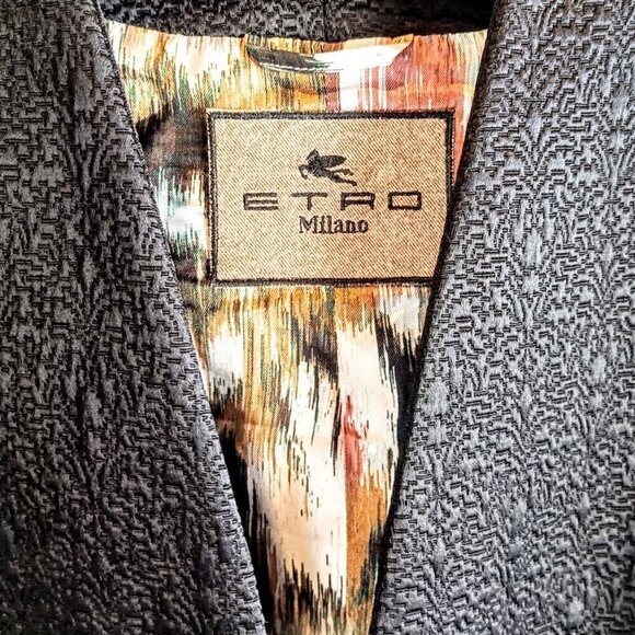 Etro Milano Black Textured Italian Peplum Blazer Jacket - Picture 3 of 8